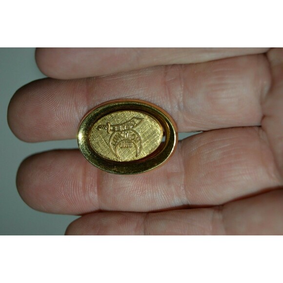 Vintage Oval Masonic Shriners Zembo Luncheon Club Golden Cuff Links RARE - Picture 6 of 7